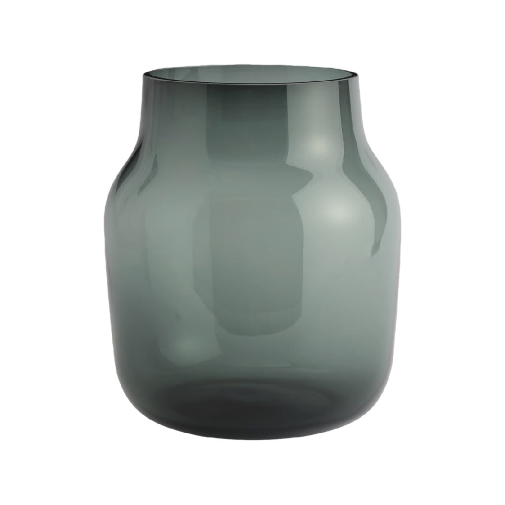 Grey Glass Vase with Smooth Curves