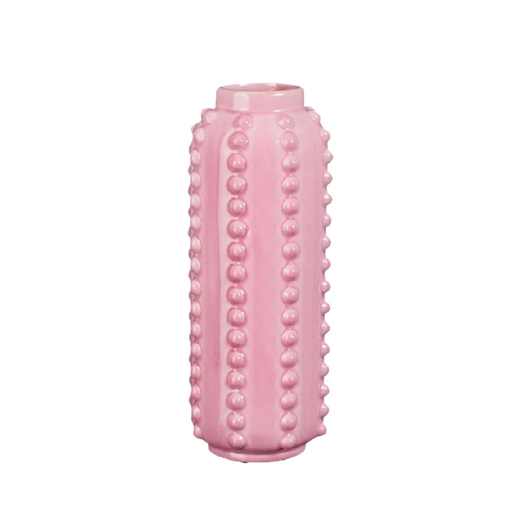 Vase en céramique rose avec motif de perles