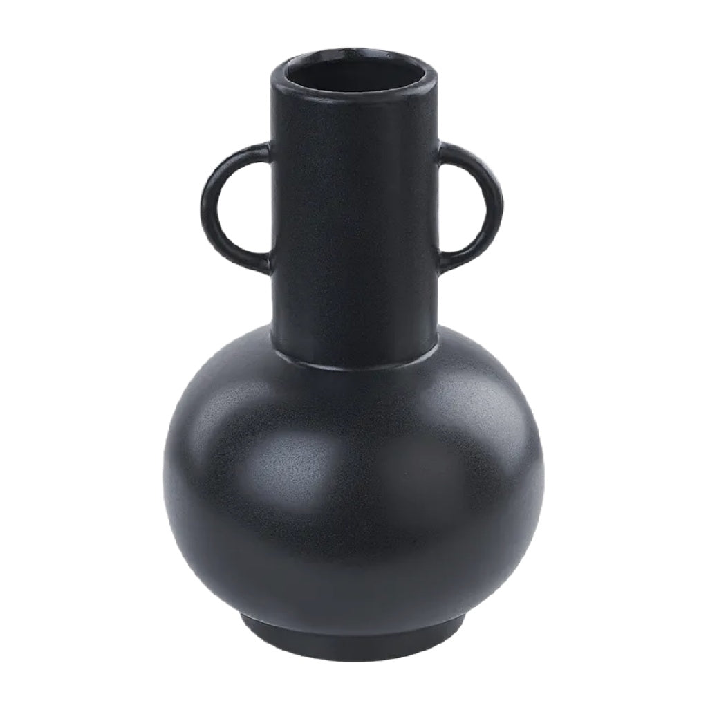 Vase noir en céramique avec poignées