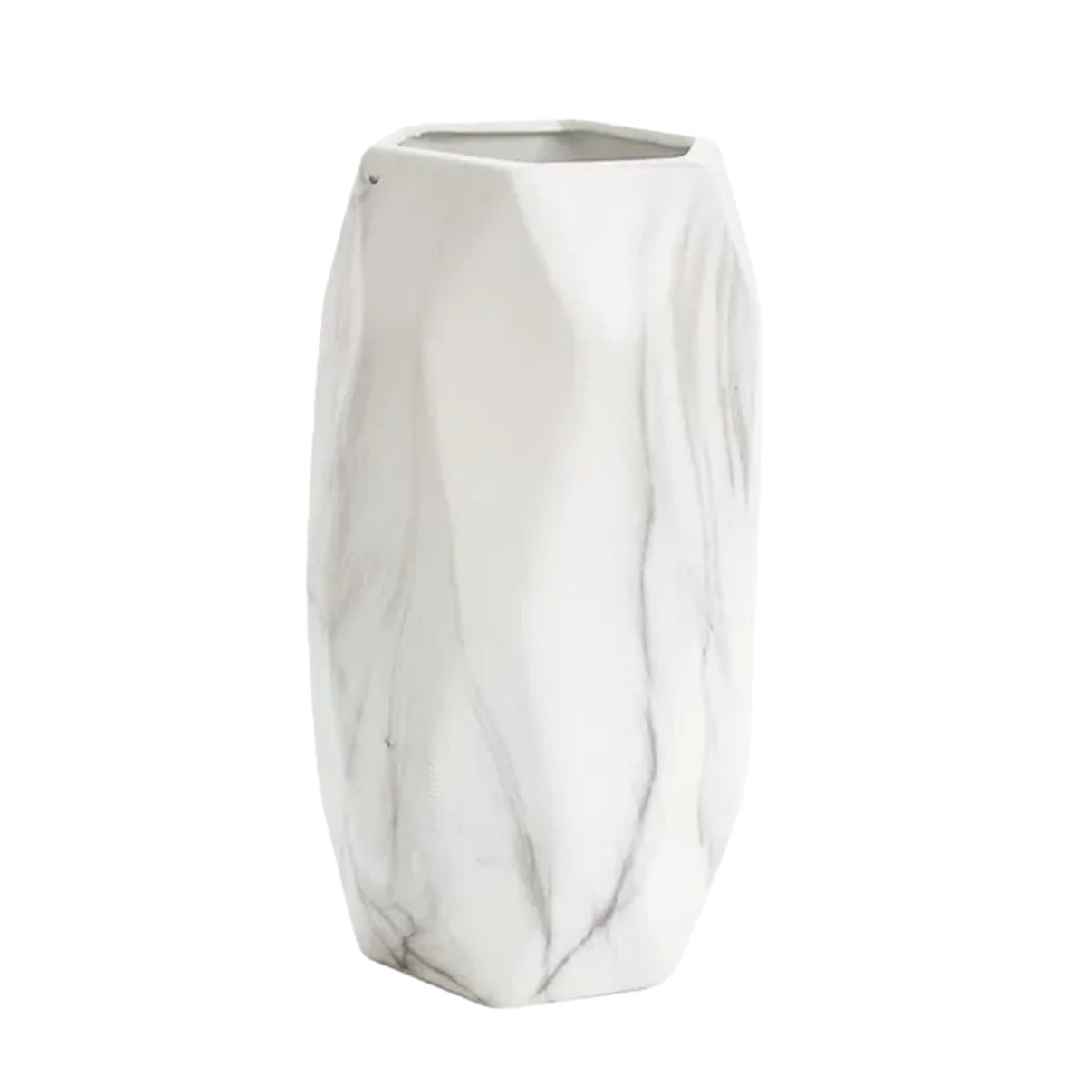 Vase en céramique imitation marbre blanc